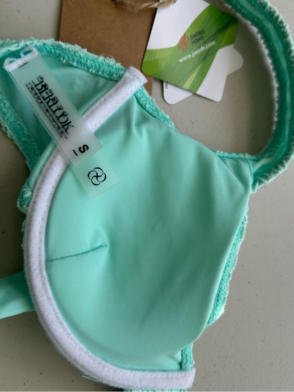Berlook Bikini Set Small Cyan Blue Green Underwire Top V Cut Bottom Swimwear - Picture 7 of 10